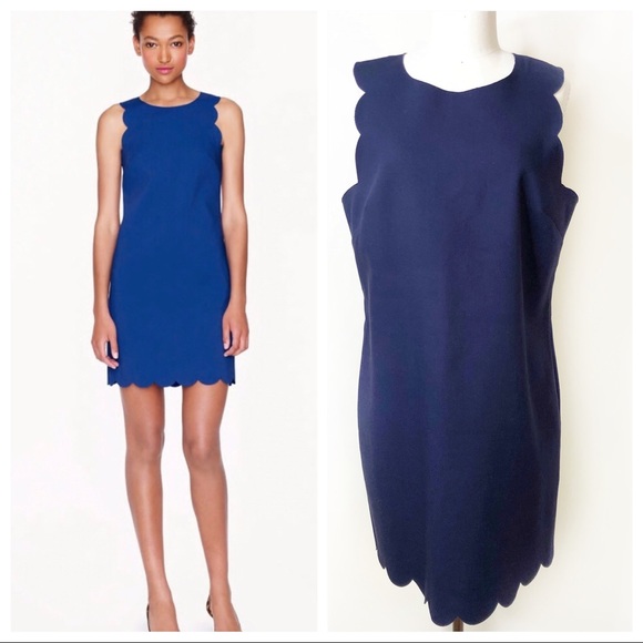 J. Crew Dresses & Skirts - J. Crew Scalloped Navy Blue Sleeveless Dress 12